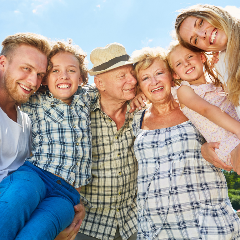 large family gathering having happy times